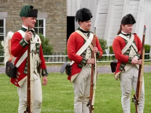 British Redcoats putting on a demonstration at the parade grounds within fort Ontario.