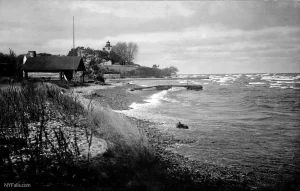 Sodus Point beach and Lighthouse c.1940.