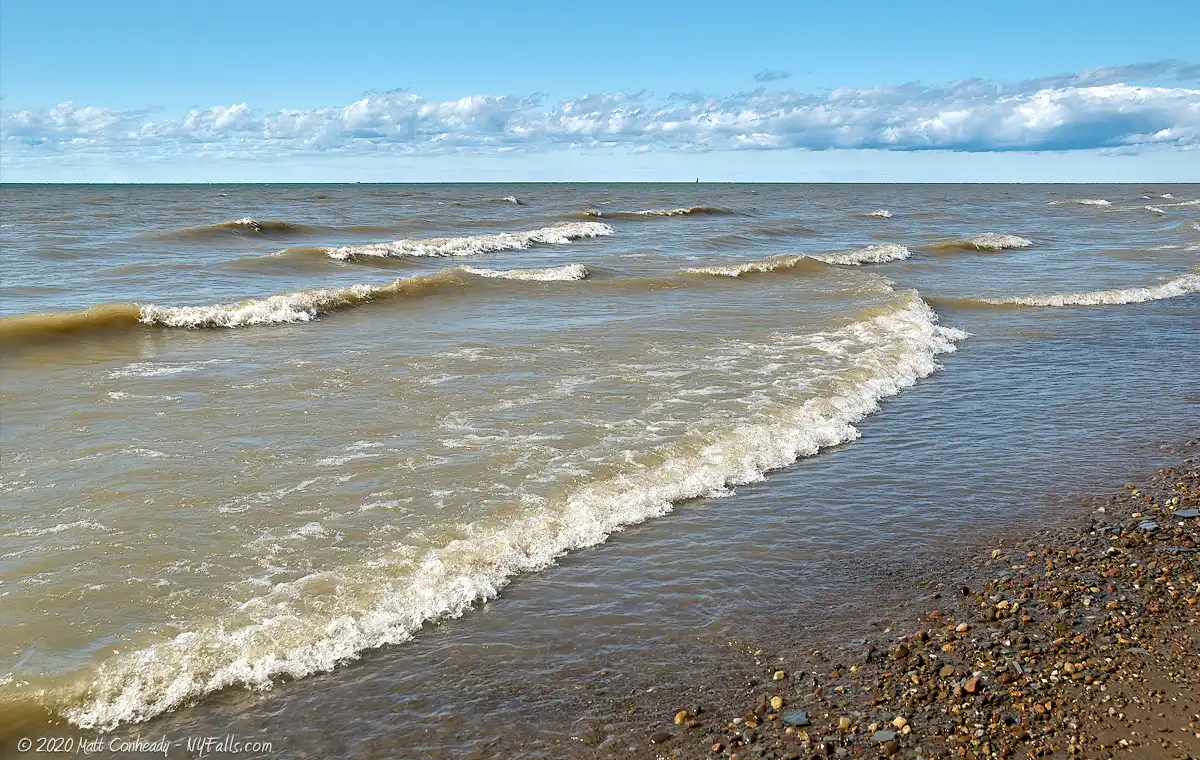 A view of the Lake Erie shoreline at Evangola State Park
