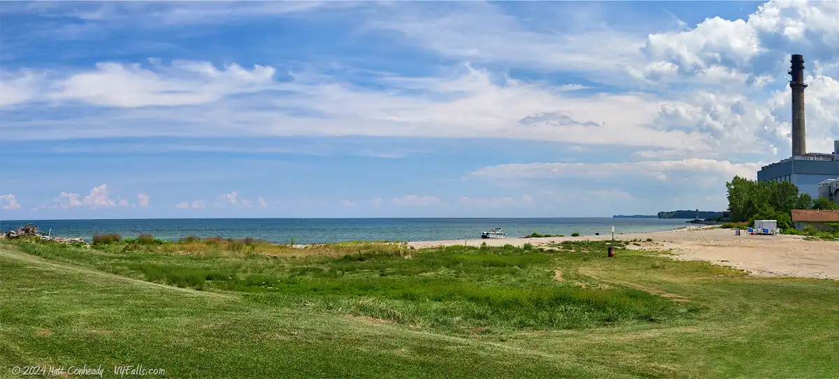 panoramic view of lake erie from cedar beach in Dunkirk, NY