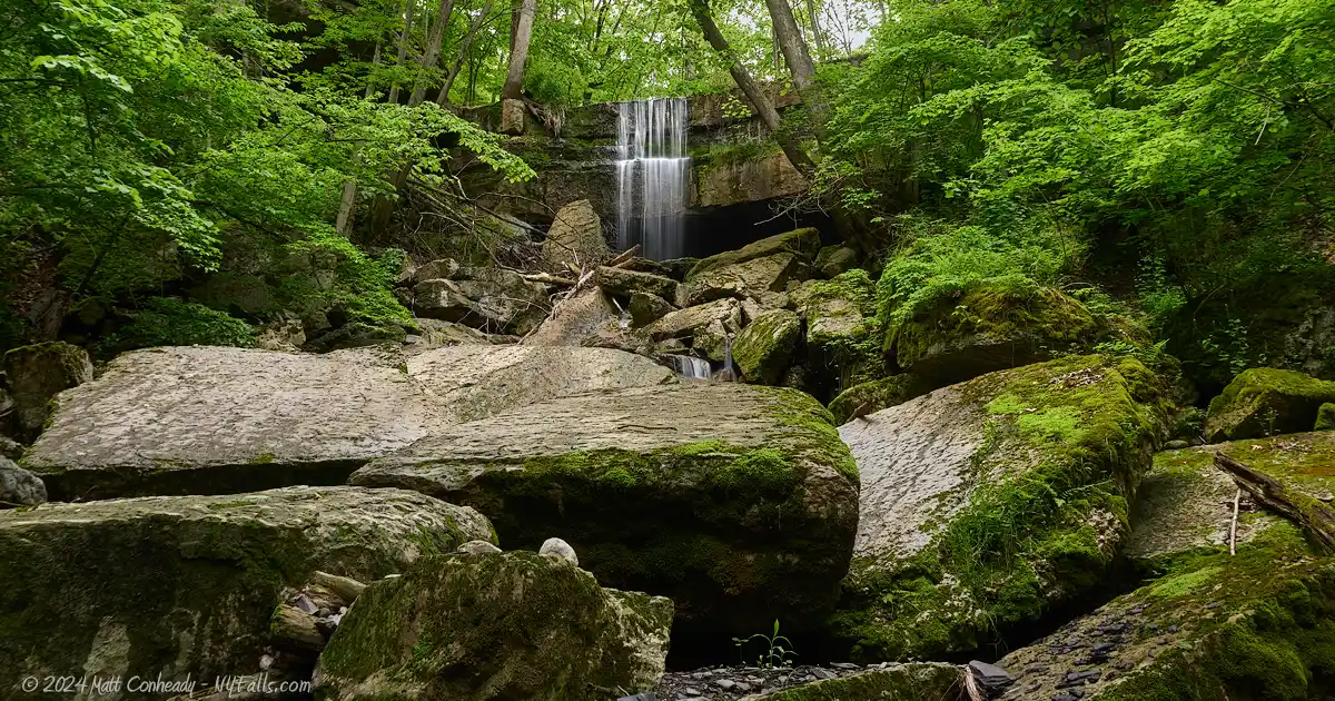 Large waterfall in Cayuga Shores Wildlife Management Area (formerly Bell Station Preserve).