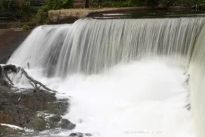 The "L" shaped crook on the dam at Fishkill Overlook Falls in Beacon, NY