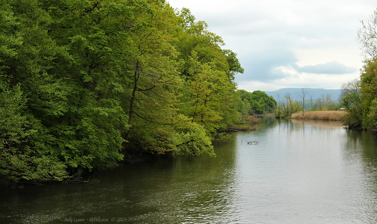 Fishkill Creek in Madam Brett Park, looking east toward the Hudson River.