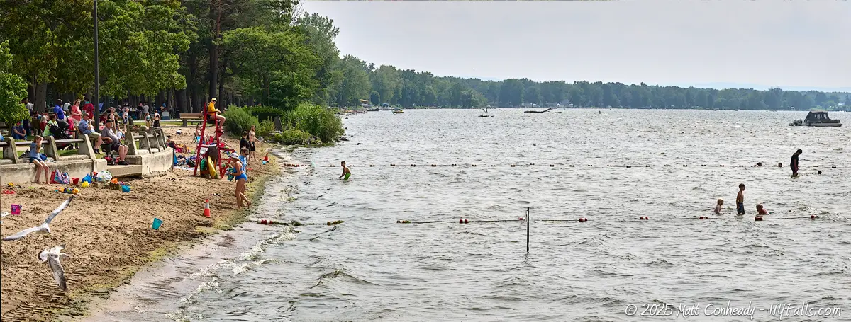 The swimming beach at Verona Beach State Park